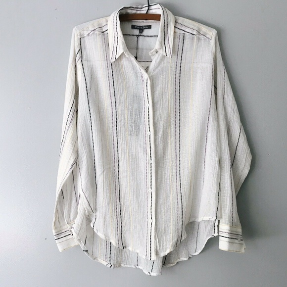 New Michael Stars Long Sleeve Beach Stripe Top - Picture 2 of 7